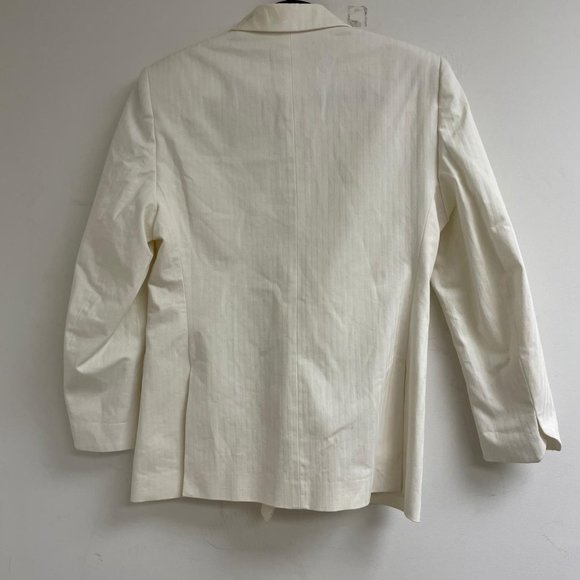 Cream Cotton Soft Metallic Sheen Pinstripe Blazer - Picture 2 of 9